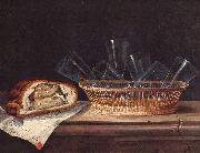 Sebastian Stoskopff Korb mit Glasern, Pastete und einem Brief Spain oil painting artist